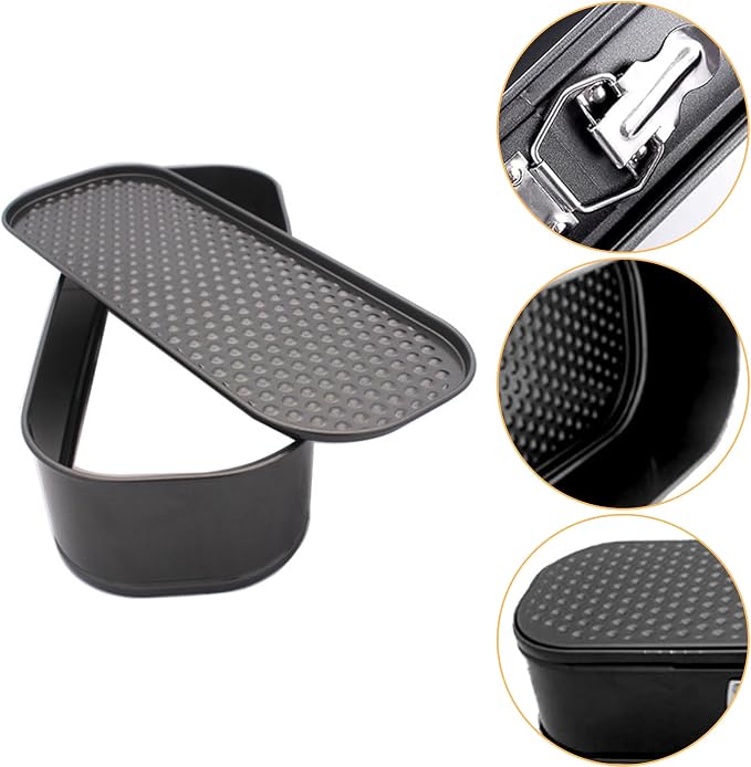 Oval Springform Cake Baking Pans: Non-Stick Cheesecake Pan with Removable Bottom, Quick Release Latch Bakeware Leakproof Bread Loaf Pan, Springform Loaf Pan 12.2" x 4.33" x 2.7"