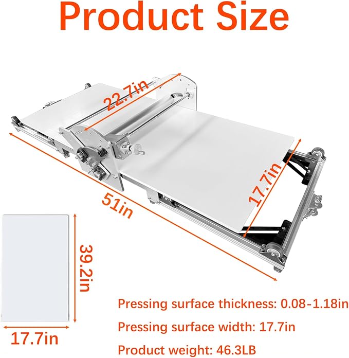 22.7" Commercial Electric Dough Sheeter, Foldable Dough Roller Machine, Adjustable Thickness(2-30mm), Stainless Steel Dough Laminator for Bakery, Pastry, Home Bakers & Professional Bakeries (22.7")