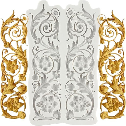 Baroque Style Curlicues Scroll Lace Fondant Silicone Mold Filigree Mold For Sugar Cake Decorating Cupcake Topper Gum Paste Polymer Clay