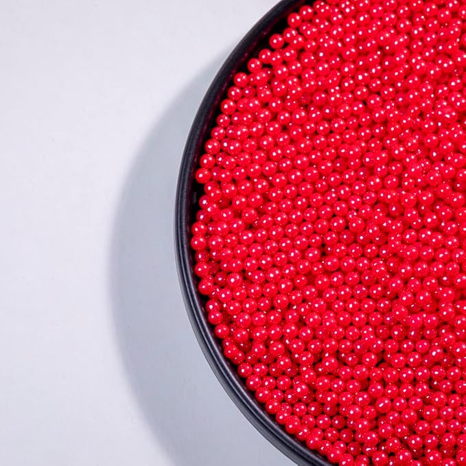 Red Sprinkles Edible Pearls Sprinkles,Cake sprinkles130g 4.6OZ,Cookie sprinkles,Sugar Pearl, Edible Candy Pearls for Cake Cupcake Decorationg (4mm-Red)