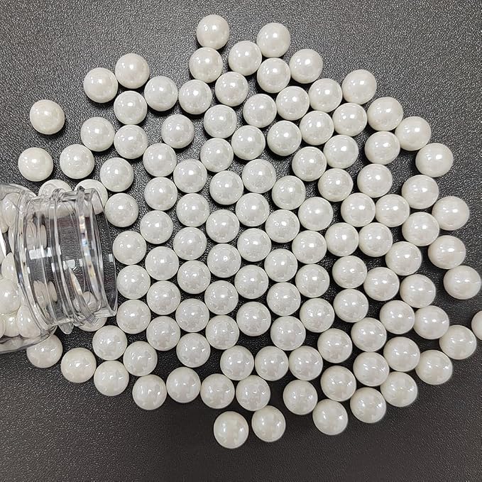 Homankit White Pearl Sprinkles Edible Pearls for Cake Decorating, 10mm 120g/4.23OZ Sugar Pearls Cake Decorations for Baking Cookie Cupcake Toppers Ice Cream Toppings Birthday Wedding Supplies