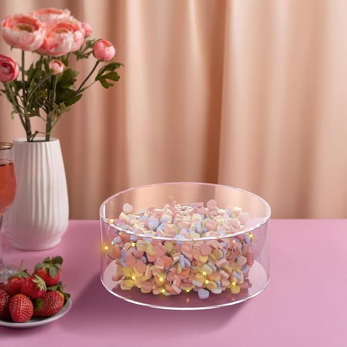NPPLUS 3 Pcs Acrylic Cake Stand with lid, Clear Fillable Cake Tier, Round 3 Tier Cylinder Display Riser Display Box for Wedding Birthday Party Holiday Display