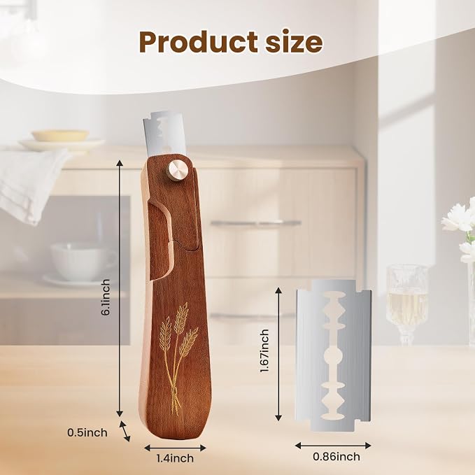 Wooden Bread Lame Dough Scoring Tool - 2 Pack, Handcrafted Bread Scoring Tool for Sourdough Bread Baking, Upgraded Sourdough Scoring Tool With Screw Lock & 10 Razor Blades