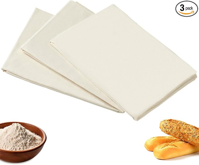 3 Pcs Thickened Bread Proofing Cloth for Baking Sourdough,28x28inch Bread Basket Flour Sack Towels for Dough, Baguettes, Loaves, Pastry, Homemade Bread