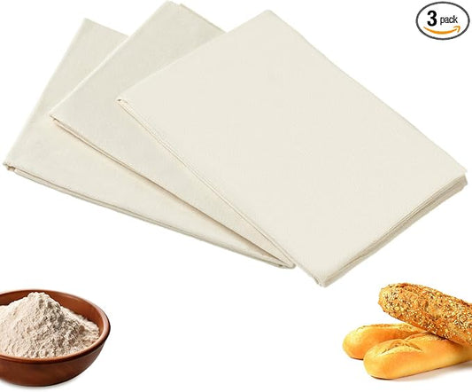 3 Pcs Thickened Bread Proofing Cloth for Baking Sourdough,28x28inch Bread Basket Flour Sack Towels for Dough, Baguettes, Loaves, Pastry, Homemade Bread
