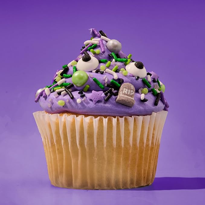 Fancy Sprinkles House of Horrors Sprinkle Set | Halloween Sprinkles with Pumpkins, Bats, Eyeballs & Bones | Halloween Cake, Cupcake & Cookie Decorating | Halloween Gift | 4 Pack (0.5c)