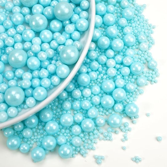 Dazzjoy Blue Edible Pearl, Edible Pearls Sugar Sprinkles, 130g/4.58oz, Blue Pearls Sprinkles for Cake Decorating, Cupcake Toppers, Baking Cake Decoration, Wedding Party Holiday Supplies