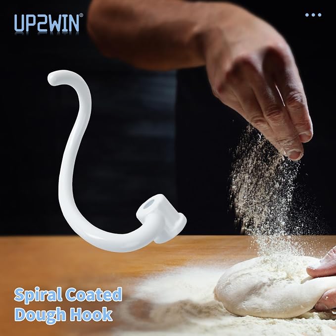Spiral Dough Hook Replacement for Kitchen Aid Mixer - Coated Dough Hook for K5SS K5A KSM5 KS55 Pro 600, Dough Attachment for Kitchen aid Lift Stand Mixer, Work with kitchen Aid 5 qt / 6 qt Lift