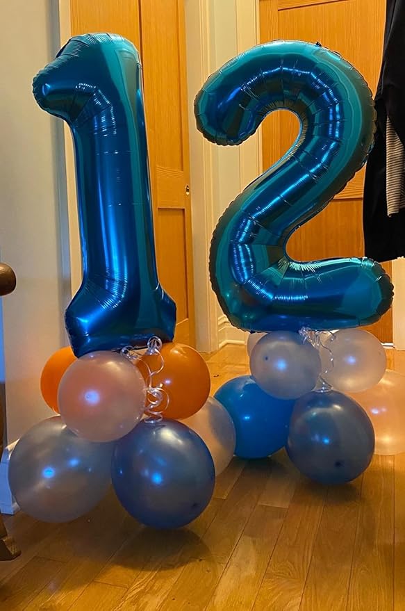 Metallic Blue Number 1 Balloon 40 Inch, 1st Birthday Balloon for Baby Boy Girl Toddler First Birthday Decorations, Shiny Metallic Blue Party Supplies