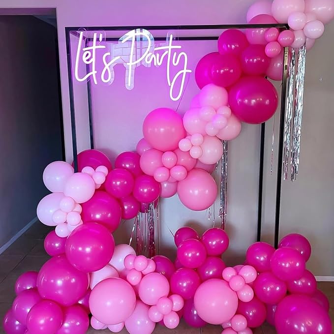 YMSZ Pink Balloon Garland Arch Kit, Hot Pink Balloons Metallic Balloon for Birthday,Princess, Wedding, Baby Shower, Valentine's Day Party Decorations