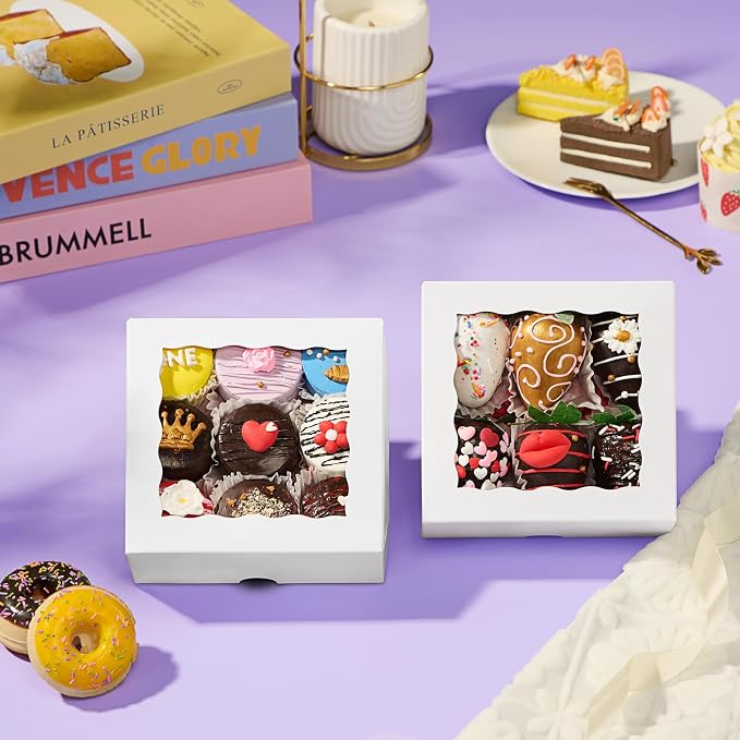 100PCS 5x5x2 Inch Cookies Boxes Bakery Boxes Strawberries Boxes Chocolate Bomb Cakesickle Mini Cake Cinnamon Roll Box
