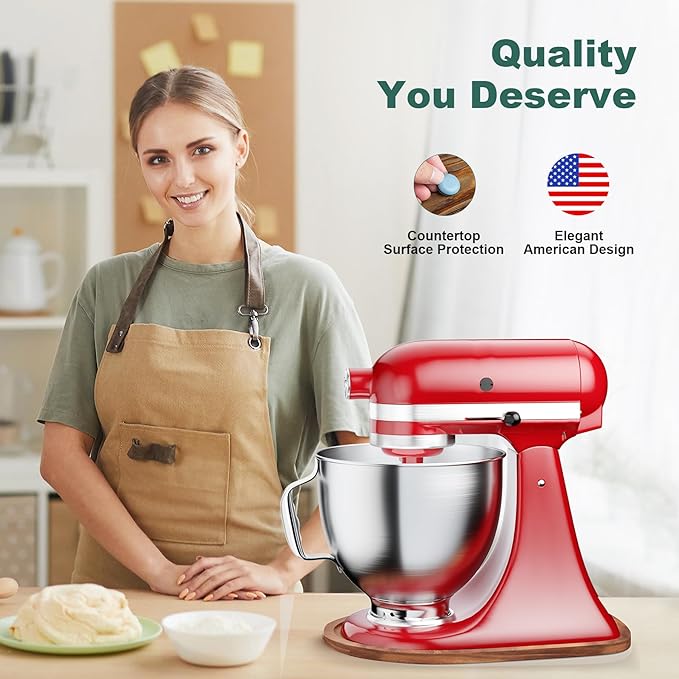 GuanQiao Food-Grade Bamboo Slider for KitchenAid 4.5-5 Qt Tilt Head Stand Mixer, Appliance Sliding Mat for Kitchenaid Artisan, Kitchen Countertop Storage Accessories Mixer Moving Tray Attachments