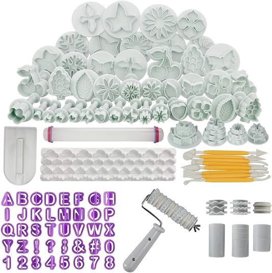 Funshowcase Fondant Cake Sugarcraft Decorating Kit Cookie Mold Icing Plunger Cutter Tool 102-piece Set