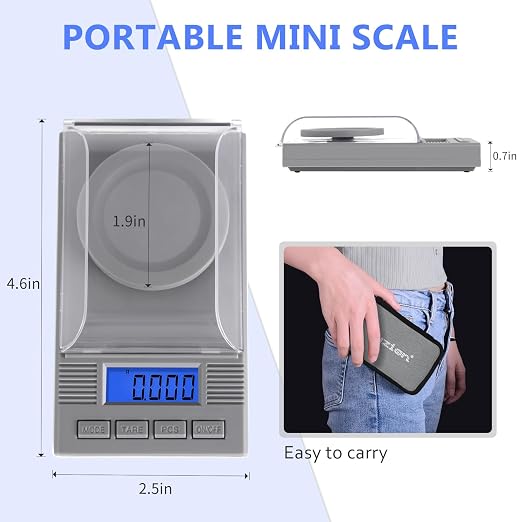 Fuzion Digital Milligram Scale 50g/0.001g, Powder Scale 6-in-1 Kit | Includes Soft Carry Bag, 50g Calibration Weight, Battery, Milligram Scale for Capsule Filling, Supplement, Reloading, Jewelry