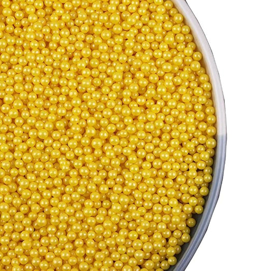 Yellow Sprinkles Edible Pearl Sprinkles,Cake Sprinkles130g 4.6OZ,Cookie sprinkles,Sugar Pearl, Edible Candy Pearls for Cake Cupcake Decorationg (4mm-Yellow)