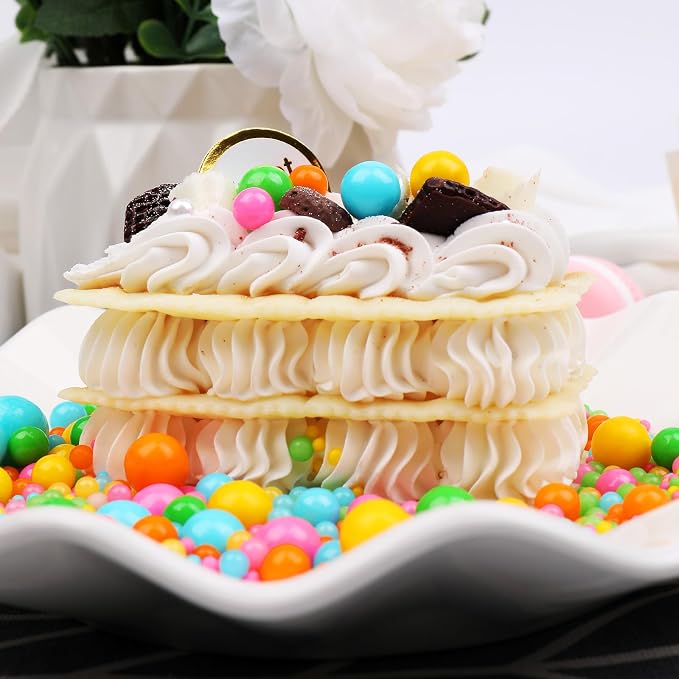 Rainbow Sprinkles, 130g/4.6oz Pearl Sprinkles for cake decorating, Edible Sugar Candy Pearls for Baking, Cookie Decorations and Cupcake Toppings, Wedding Party Supplies