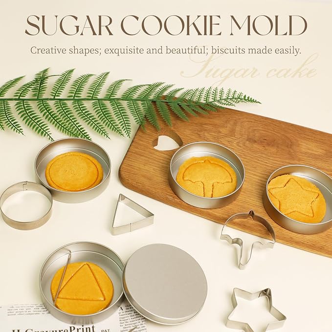 Dalgona Candy Mold Kit – Stainless Steel Cookie Cutters Set with Needle Tool, Sugar Biscuit Molds for Korean Dalgona Candy, Chocolate, Fondant – Reusable Baking Tools for Party & DIY (6 Set)