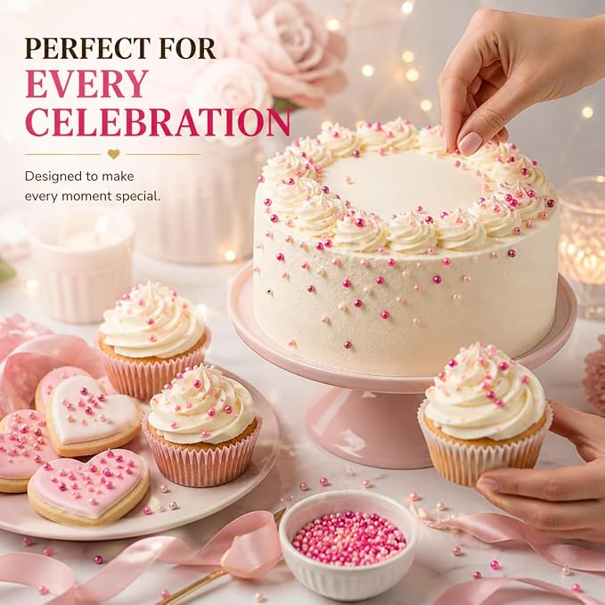 Confect Multicolor Pink Pearl Sprinkles Mix – Edible Baking Decorations for Cakes, Cupcakes, Cookies – Valentine’s & Anniversary Sprinkle Set – Pack of 5 | Vegan, Gluten-Free, Nut-Free, Soy-Free, Dairy-Free , Handcrafted Sprinkle- 5 Oz