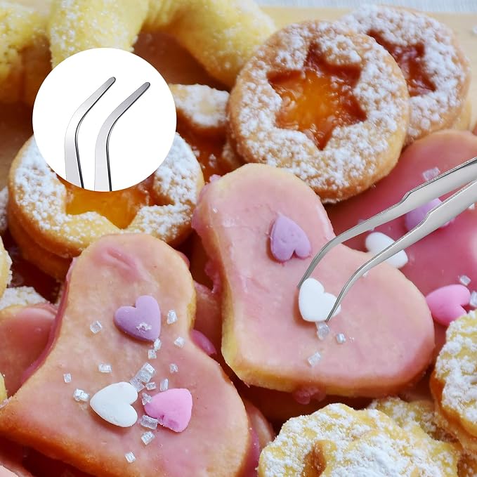 Patelai 14 Pcs Cookie Decorating Tool Set Easter Fondant Cake Decorating Brushes Scribe Cookie Tool Sugar Stir Needle Baking Elbow and Straight Tweezers for Easter Sprinkles Supplies for Fondant