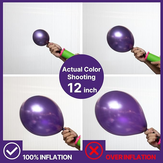 PartyWoo Metallic Purple Balloons 100pcs Different Sizes of 18 12 10 5 Inch Chrome Purple Balloon Arch Kit Garland for Graduation Wedding Baby Shower Princess Birthday Party Decorations Purple-G105