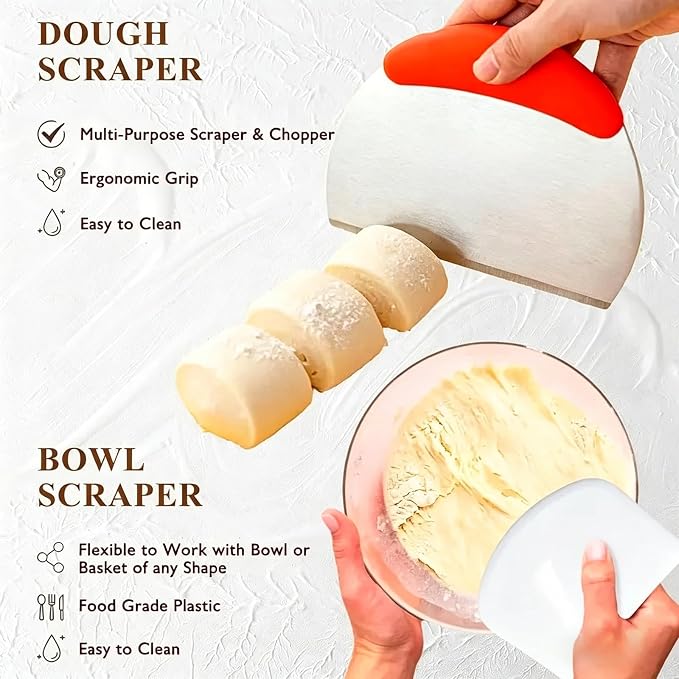 15 PCS Sourdough Bread Baking set, 9 in Rattan Basket Bread Proofer, Sourdough Fermentation Kit, Bread Making Tool Set, a Sourdough Baking Set Gift for Baking Enthusiasts, Women, Wives, and Mothers