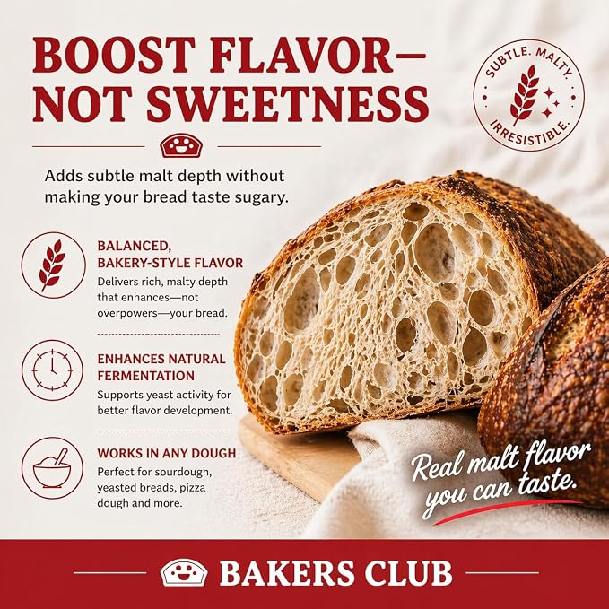 Bakers Club Barley Malt Syrup 16oz – Authentic Malty Flavor for Bagels, Pretzels, Bread & Baked Goods – Enhances Crust, Color & Sweetness – Non-GMO, Traditional Malted Barley Syrup – Made in USA