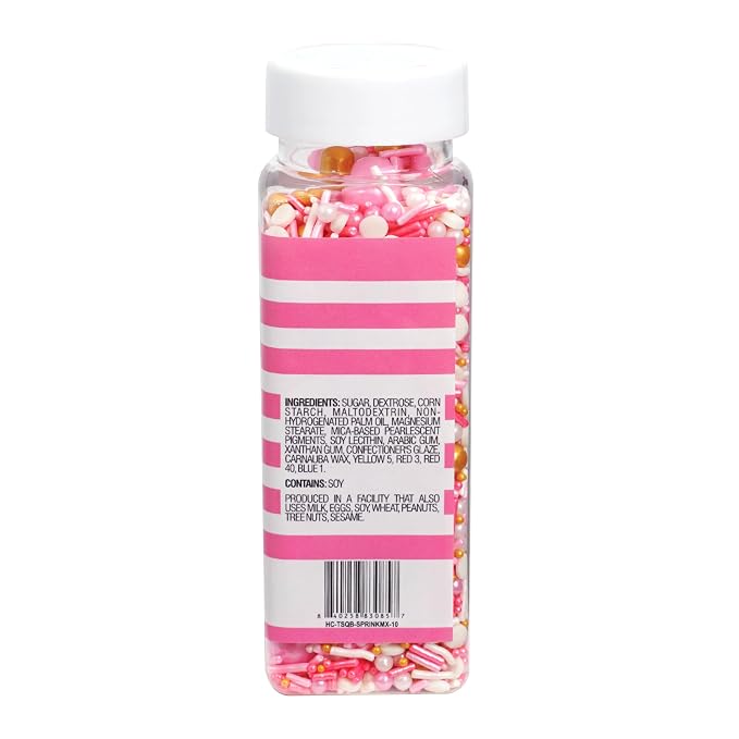 Pink, White and Gold Pearls and Sprinkles Mix 4.4 oz, Sprinkles For Cake Decorating, Baking, Ice Cream & More, The Hampton Candy Company