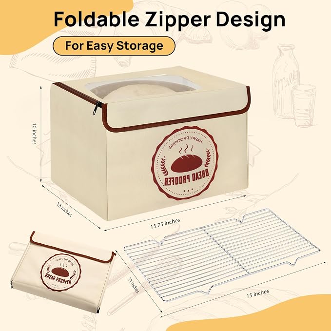 Versatile Dough Proofer Warming Box Adjustable Temperature Timer Control Bread Proofing Box Collapsible Design Sourdough Proofing Container for Making Bread