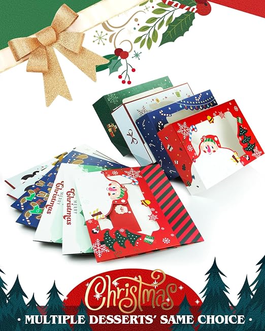 qiqee Christmas Cookie Box with Window 12x8x2.5 inch 12Packs Auto-pop up Two Uses One Second Folding Pastry Biscuit Bakery Box For Packaging