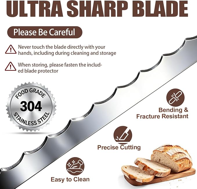 Adjustable Bread Slicer for Perfect Slices - Bread Knife for Homemade Bread with Thickness Guide - Premium Sharp Stainless Serrated Blade for Sourdough Baguettes Bagels Loaves - Gift for Artisan Baker