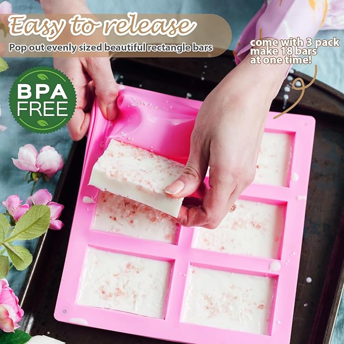 Rectangle Molds Silicone for Deep Chocolate Bar Food Grade Baking Molds for Rice Crispies Treats Cake Chocolate Bar Desserts Ice Cube Wax Melts Soap Homemade Non-stick Molds BPA free DIY Tray Molds