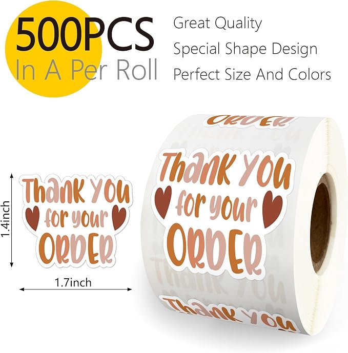500pcs Thank You for Your Order Stickers Roll Small Business, Handmade Customer Appreciation Happy Mail Stickers, Boho Boutique Packaging
