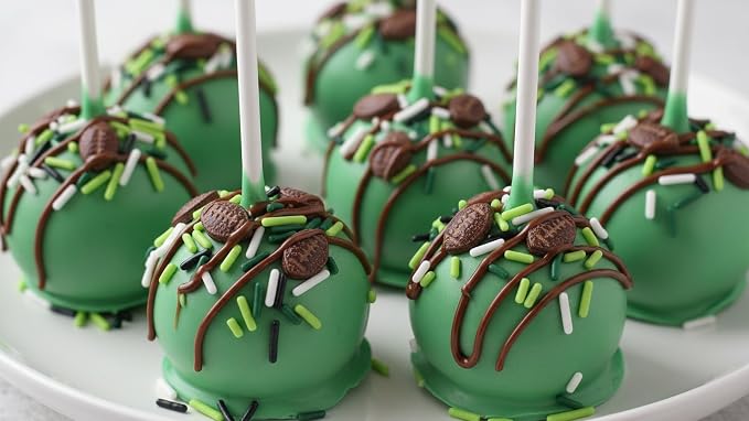 NCS Brown Footballs with Black, White, Lime Green & Dark Green Jimmies Edible Sprinkles – Cupcake, Cake & Cookie Decorations, 7 oz