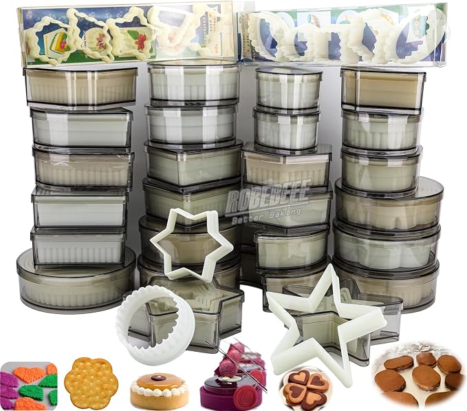 Multi-Shape Nylon Cookie Molds Round Square Star Plastic Geometry Biscuit Cutter Dough Mousse Bread Slicer DIY Bakery Utensils (Flat Heart)