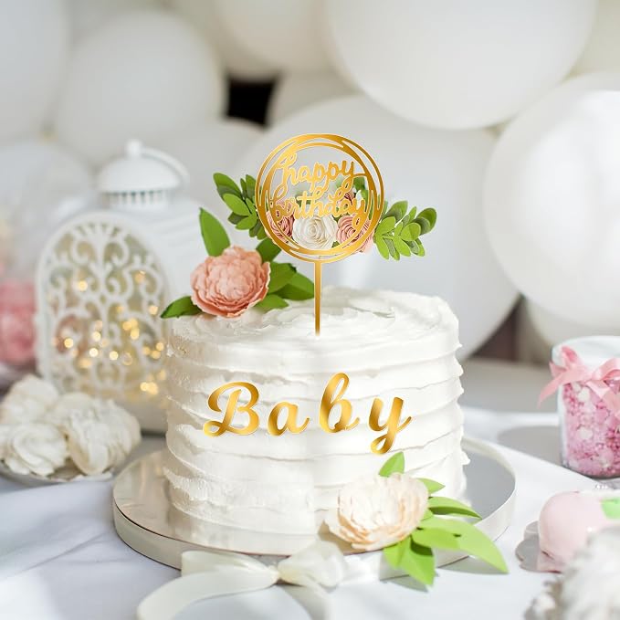 Teenyyou 68 Pcs Acrylic Alphabet Number Cake Topper 0-9 Number and A-z Letters Personalized Cake Picks Decor DIY Name Cupcake Toppers Graduation Wedding Baby Shower Party(Gold)
