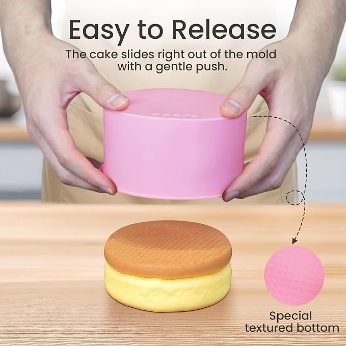 4.75 Inch Round Cake Pan, 4 Pcs Silicone Cake Pans for Baking, Nonstick Baking Mold BPA Free Dishwasher Safe, Great for Layer Cake, Cheese Cake, Chocolate Cake