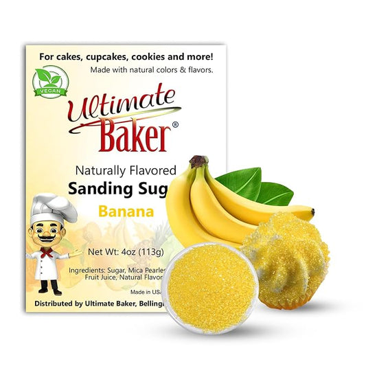 Ultimate Baker Flavored Sanding Sugar (1x4oz) - Burst of Flavor & Color for Cakes, Cookies & More, All-Natural, Perfect for Baking & Decorating or as a Flavored Coffee Sugar (Banana)