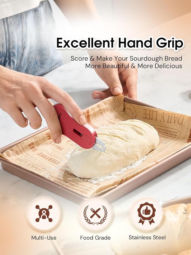 CLUEAPOP Bread Lame, Magnetic Storage Sourdough Scoring Tool With 5 Individual Blades For Artisan Bread, Essential Sourdough Baking Supplies, Scoring Knife for Bread Baking