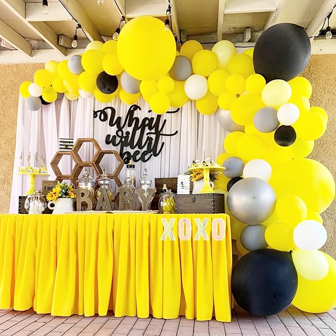 Voircoloria 90pack Yellow Balloons Different Size 18/12/10/5 Inch Yellow Balloon Garland Arch Kit for Graduation, Wedding, Birthday, Baby Shower, Sunflower and Honeybee Theme Party Decorations