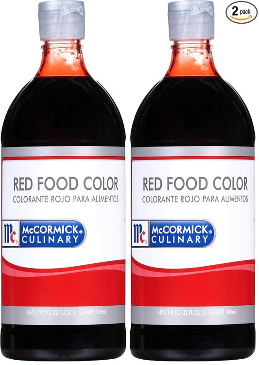 McCormick Culinary Red Food Coloring, 32 fl oz - One 32 Fluid Ounce Bottle of Red-Food Dye With Rich Red Color Perfect for Red-Velvet Cakes, Frosting, Icing, Cookies and More (Pack of 2)