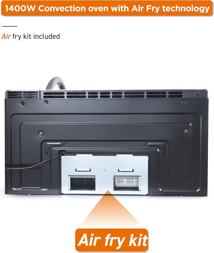 Commercial Chef 1.7 Cu. Ft. Over-The-Range Microwave Oven, 1000 Watt Microwave with 10 Power Levels, 300 CFM Hidden Vent Hood Fan, Touch Controls, LED Display, 10 Preset Options, CHMR17GB, Black