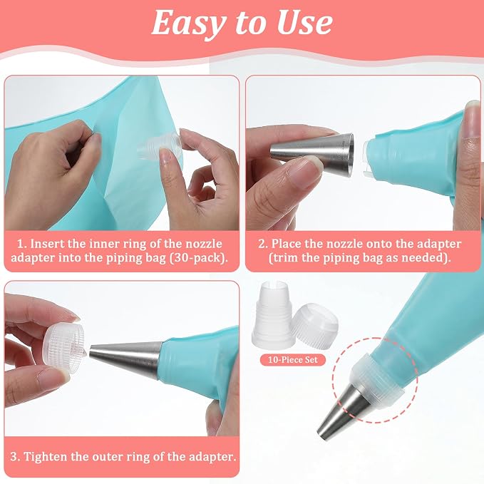 Standard Plastic Couplers for Piping Bags 10 Pack Small Couplers for Piping Bags Cake Decorating Coupler Transparent Pipe Tip Coupler (1.3 x 0.8 Inch)