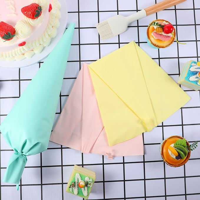 3 PCS Piping Bags Reusable, Silicone 16 Inch Manga Pastelera Small Piping Bags Reusable for Baking Cookie Cake Decorating Pastry