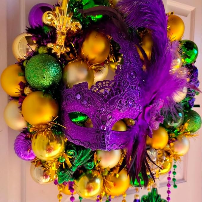PartyWoo Purple Gold and Green Balloon Arch Kit Garland 140pcs Different Sizes of 18 12 5 Inch Pearl Purple Gold Green Confetti Balloons for Mardi Gras Carnival Masquerade Birthday Party Decorations