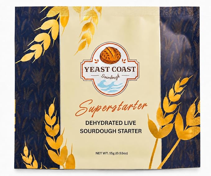 Yeast Coast Sourdough Dehydrated Starter Culture, Easy Activation | Beginner Friendly with Printed Guides and Recipe Cards