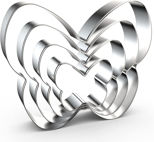 Butterfly Cookie Cutter Set in Assorted Sizes - 5 Inch, 4 Inch, 3 Inch, 2 Inch - 4 Piece - Stainelss Steel