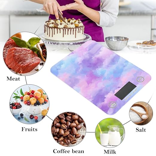 Food Scale Kitchen Scale Food Weight Scales Digital Weight Grams and Ounces Small Electronic Food Scale for Baking Cooking Pink Purple Blue Gradient