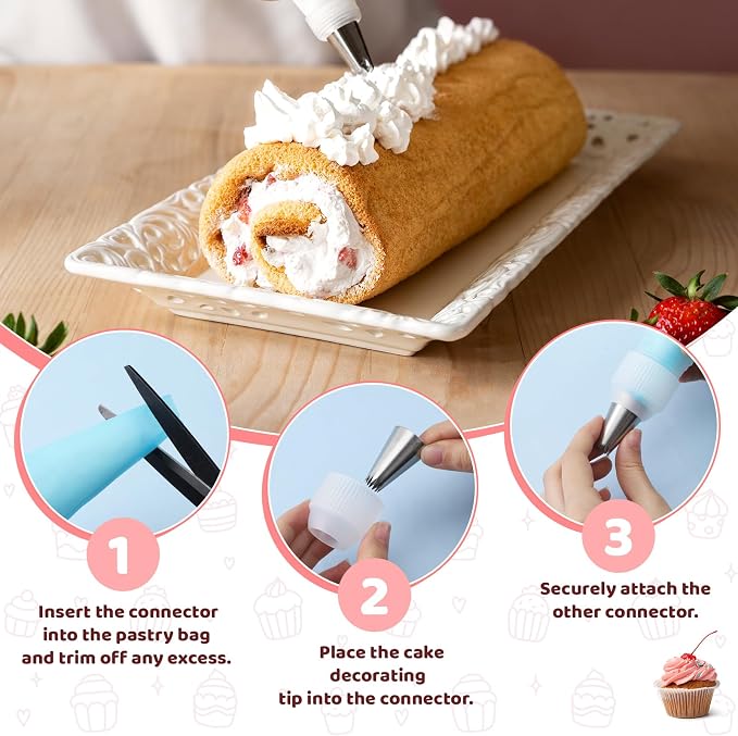 Large Piping Tips Set, Stainless Steel frosting tips Reusable Pastry Bag Cake Decorating Tools for DIY Pastry Dough Cupcake Cookie (8 Pcs)