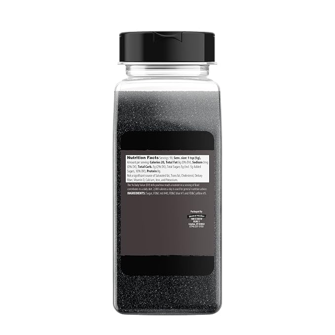 Birch & Meadow Black Sanding Sugar, 1 lb, Colorful Sugar Crystals for Festive Holiday Baking