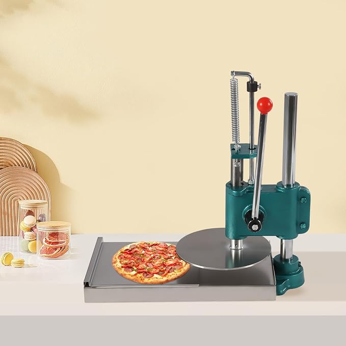 Pizza Dough Press Machine, 9.5" Manual Pastry Press Machine Stainless Steel Pizza Press Pizza Dough Maker Thickness Adjustable